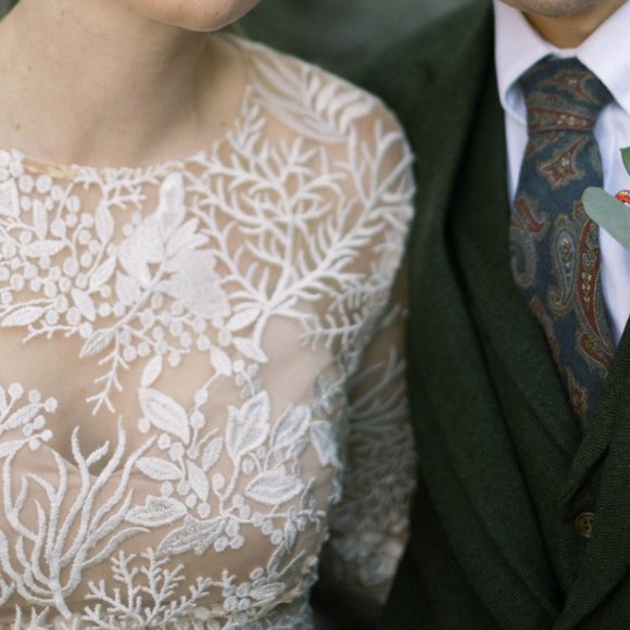 Two piece handmade silk & lace wedding dress - Picture 6 of 7